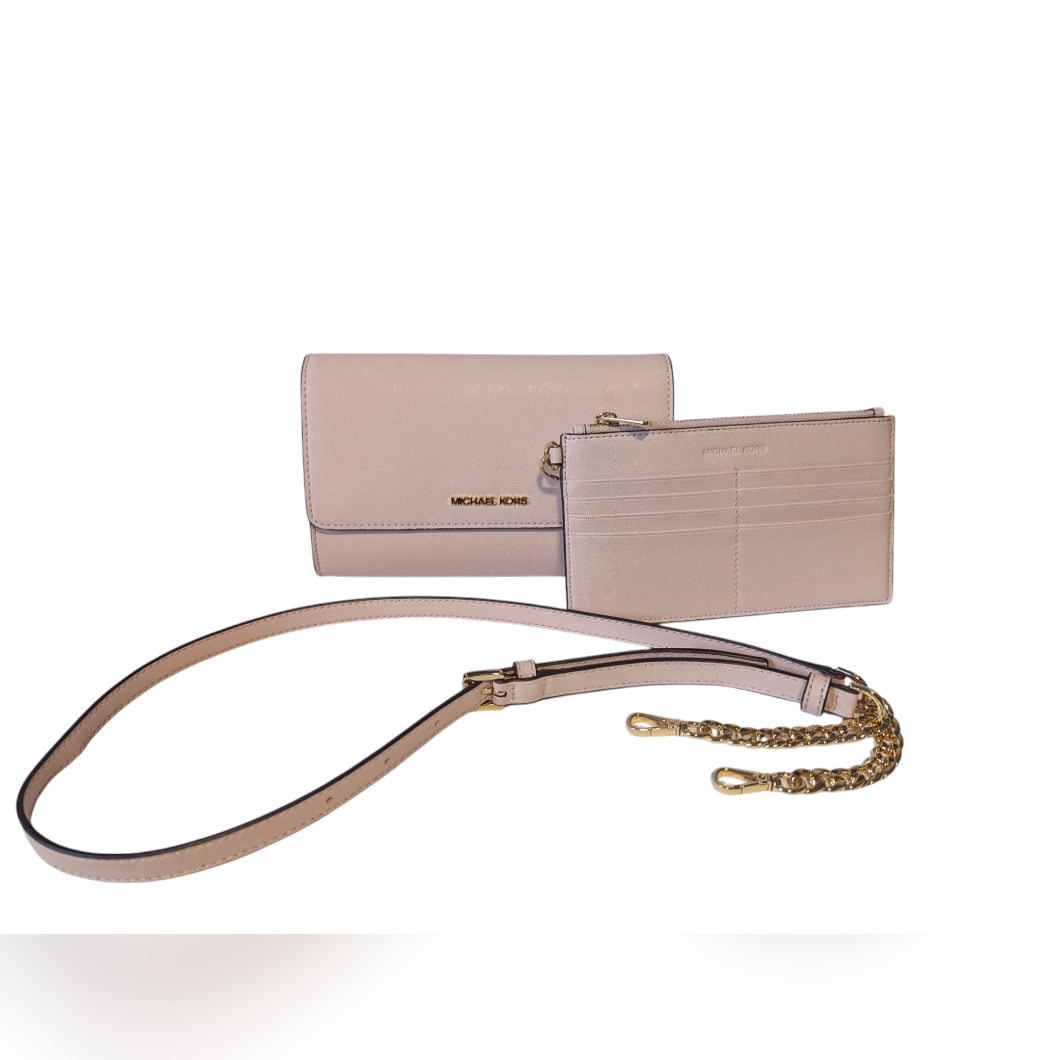 Michael Kors Women's Jet Set Soft Pink Wristlets Clutch Crossbody Bag.